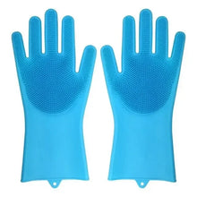 1 Pair of Reusable Magic Silicone Dishwashing Gloves with Built-In Sponge Scrubber – Essential Kitchen Cleaning Tools