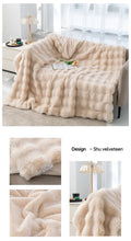 Luxurious Reversible Faux Rabbit Fur Throw Blanket – Cozy Nap Blanket for Home, Office, and Outdoor Use