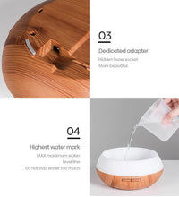 500ml Aromatherapy Essential Oil Diffuser – Wood Grain Ultrasonic Humidifier with Remote Control and 7 Color Lights