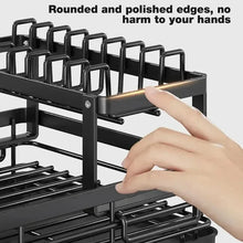 Adjustable Dish Drying Rack with Drainboard – Over-Sink Kitchen Plates Organizer and Cutlery Storage Holder