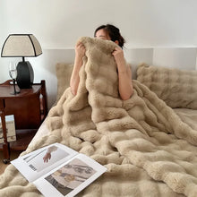 Luxurious Reversible Faux Rabbit Fur Throw Blanket – Cozy Nap Blanket for Home, Office, and Outdoor Use