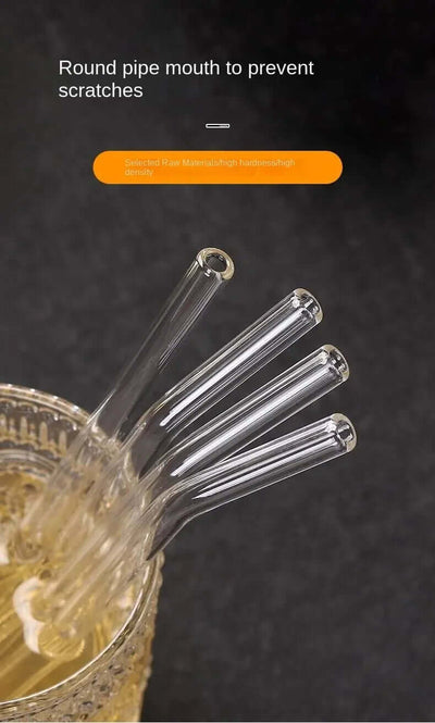 5-Piece Set of 9-Inch Reusable Glass Smoothie Straws – BPA-Free with Cleaning Brush for Easy Drinking