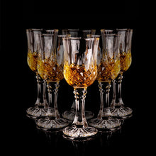 2-Piece Luxury Retro Carved Crystal Goblet Set – Elegant Wine and Vodka Shot Glasses for Home and Bar Use