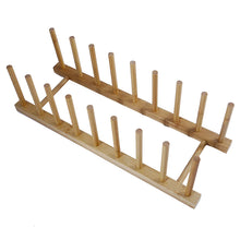 2-Tier Bamboo Dish Drying Rack with Utensil Holder - Collapsible Wooden Dish Drainer for Kitchen Counter