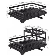 Adjustable Dish Drying Rack with Drainboard – Over-Sink Kitchen Plates Organizer and Cutlery Storage Holder