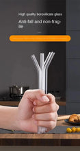 5-Piece Set of 9-Inch Reusable Glass Smoothie Straws – BPA-Free with Cleaning Brush for Easy Drinking