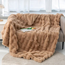 Luxurious Reversible Faux Rabbit Fur Throw Blanket – Cozy Nap Blanket for Home, Office, and Outdoor Use