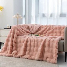 Luxurious Reversible Faux Rabbit Fur Throw Blanket – Cozy Nap Blanket for Home, Office, and Outdoor Use