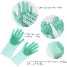 1 Pair of Reusable Magic Silicone Dishwashing Gloves with Built-In Sponge Scrubber – Essential Kitchen Cleaning Tools