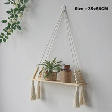 Nordic Wooden Rope Swing Wall Hanging Plant Pot Tray – Floating Wall Shelves for Simple Home Decoration