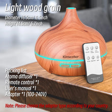 500ml Aromatherapy Essential Oil Diffuser – Wood Grain Ultrasonic Humidifier with Remote Control and 7 Color Lights