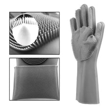 1 Pair of Reusable Magic Silicone Dishwashing Gloves with Built-In Sponge Scrubber – Essential Kitchen Cleaning Tools