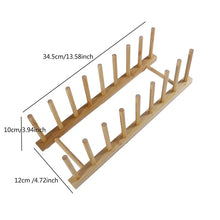 2-Tier Bamboo Dish Drying Rack with Utensil Holder - Collapsible Wooden Dish Drainer for Kitchen Counter