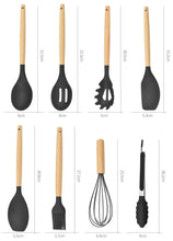 12-Piece Food-Grade Silicone Kitchen Utensils Set - Cooking Tools with Spatula, Turner, and Measuring Spoons