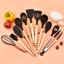 12-Piece Food-Grade Silicone Kitchen Utensils Set - Cooking Tools with Spatula, Turner, and Measuring Spoons