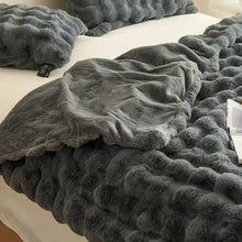 Luxurious Reversible Faux Rabbit Fur Throw Blanket – Cozy Nap Blanket for Home, Office, and Outdoor Use