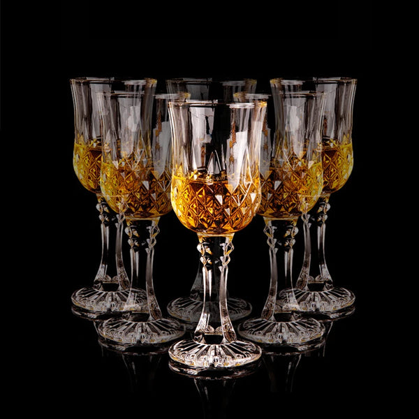 2-Piece Luxury Retro Carved Crystal Goblet Set – Elegant Wine and Vodka Shot Glasses for Home and Bar Use