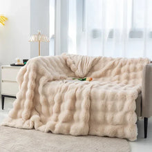 Luxurious Reversible Faux Rabbit Fur Throw Blanket – Cozy Nap Blanket for Home, Office, and Outdoor Use