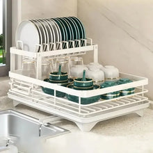 Adjustable Dish Drying Rack with Drainboard – Over-Sink Kitchen Plates Organizer and Cutlery Storage Holder