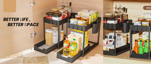 Under Sink Organizer with Double Sliding Drawers – Multi-Purpose Kitchen Storage Rack for Cabinet Organization