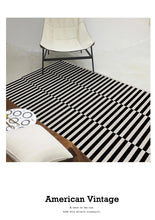 Luxury Black & White Plaid Plush Rug – Thick, Soft Floor Mat for Bedroom, Living Room, and Study