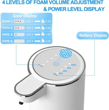 Automatic Touchless Foaming Soap Dispenser – 380ml USB Rechargeable with 4-Level Adjustable Foam Settings