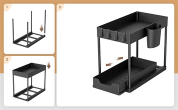 Under Sink Organizer with Double Sliding Drawers – Multi-Purpose Kitchen Storage Rack for Cabinet Organization