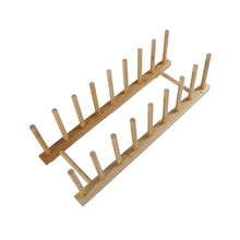 2-Tier Bamboo Dish Drying Rack with Utensil Holder - Collapsible Wooden Dish Drainer for Kitchen Counter