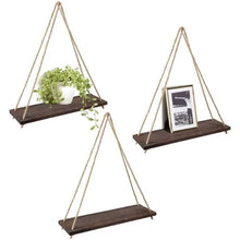 Nordic Wooden Rope Swing Wall Hanging Plant Pot Tray – Floating Wall Shelves for Simple Home Decoration