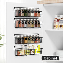 4-Piece Wall-Mounted Kitchen Spice Organizers – Multi-Layer Hanging Pantry Shelf with Black Metal Baskets