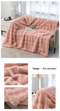 Luxurious Reversible Faux Rabbit Fur Throw Blanket – Cozy Nap Blanket for Home, Office, and Outdoor Use