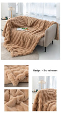 Luxurious Reversible Faux Rabbit Fur Throw Blanket – Cozy Nap Blanket for Home, Office, and Outdoor Use