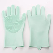 1 Pair of Reusable Magic Silicone Dishwashing Gloves with Built-In Sponge Scrubber – Essential Kitchen Cleaning Tools