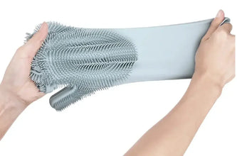 1 Pair of Reusable Magic Silicone Dishwashing Gloves with Built-In Sponge Scrubber – Essential Kitchen Cleaning Tools