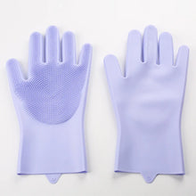 1 Pair of Reusable Magic Silicone Dishwashing Gloves with Built-In Sponge Scrubber – Essential Kitchen Cleaning Tools