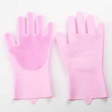 1 Pair of Reusable Magic Silicone Dishwashing Gloves with Built-In Sponge Scrubber – Essential Kitchen Cleaning Tools