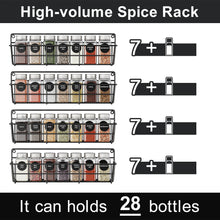 4-Piece Wall-Mounted Kitchen Spice Organizers – Multi-Layer Hanging Pantry Shelf with Black Metal Baskets